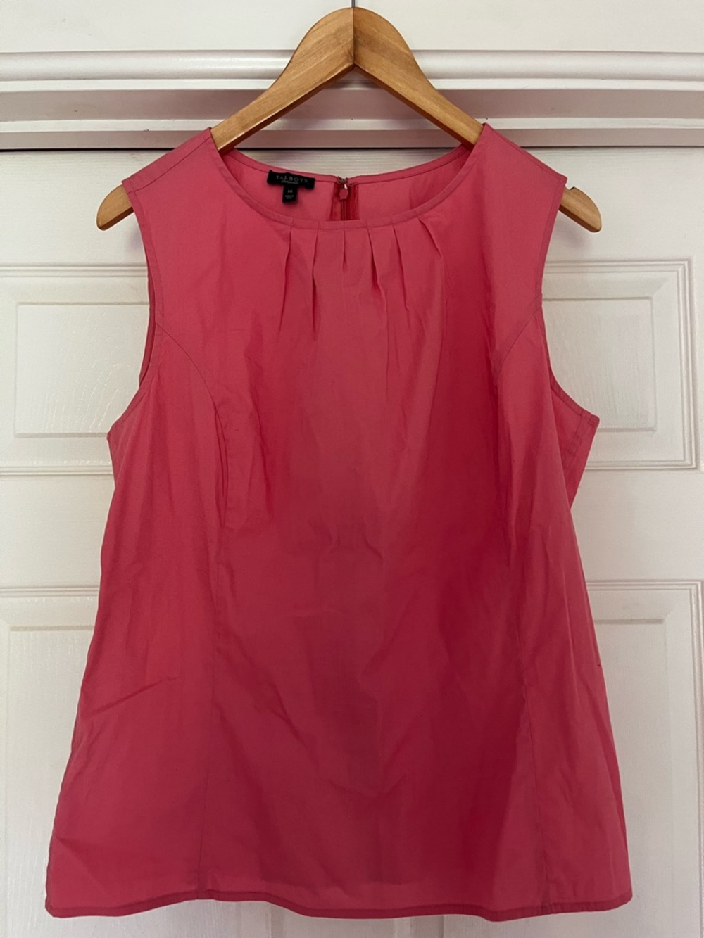 Talbots Coral Pink Sleeveless Pleated Shell Top